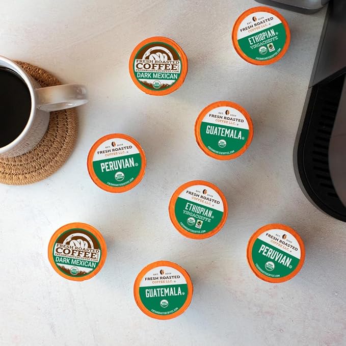 Fresh Roasted Coffee Organic Mold &amp Mycotoxin 3rd Party Tested Variety Pack | USDA Organic Kosher | K-Cup Compatible 96 Pods