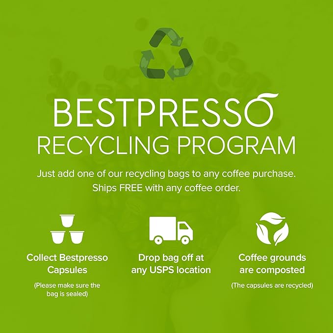 Organic USDA Bestpresso Coffee Aluminum Espresso Pods For Nespresso Original Machine 120 Pack (Naturally Balanced)