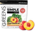 Clean Simple Eats Super Greens Powder Naturally Flavored Greens Powder with Chlorella Spirulina Superfoods &amp Prebiotic Fiber No Artificial Ingredients Gluten Free Peachy Greens Flavor 30 Sr