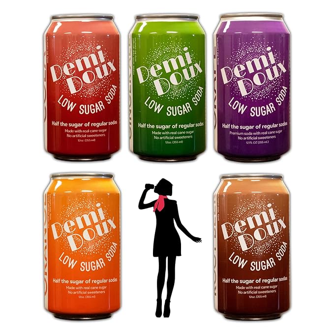 Demi Doux Low Sugar Soda - Low Sugar Soft Drink No Artificial Sweeteners (Grape 12-pack)