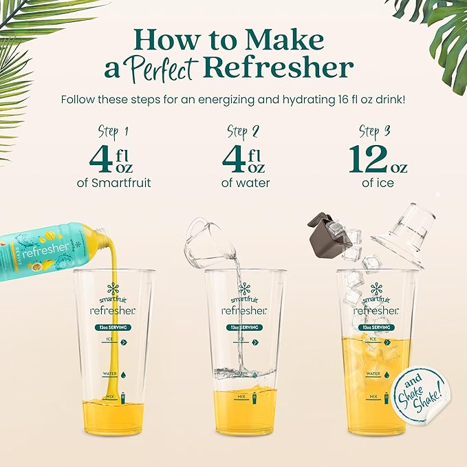 Smartfruit Revive Refresher – Star Fruit Passion Fruit Mango – Made with Real Fruit Juice No Added Sugar Coconut Water for Hydration Green Coffee Bean Extract for Natural Energy – 48oz Drink Mix