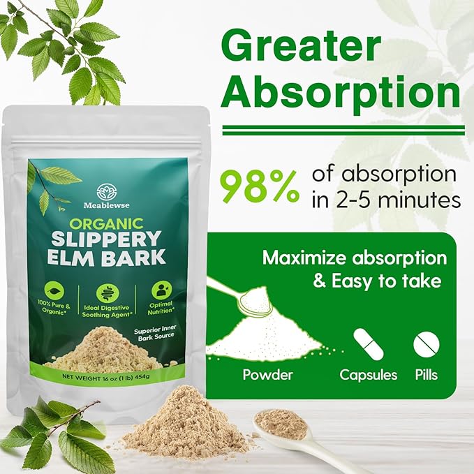 Slippery Elm Natural Herbs Slippery Elm Powder for Soothing Throat* &amp Digestive Diarrhea PH Balance Gut Health - with Superior Inner Bark Source 100% Pure &amp Vegan Non-GMO 1lb (349 Servi
