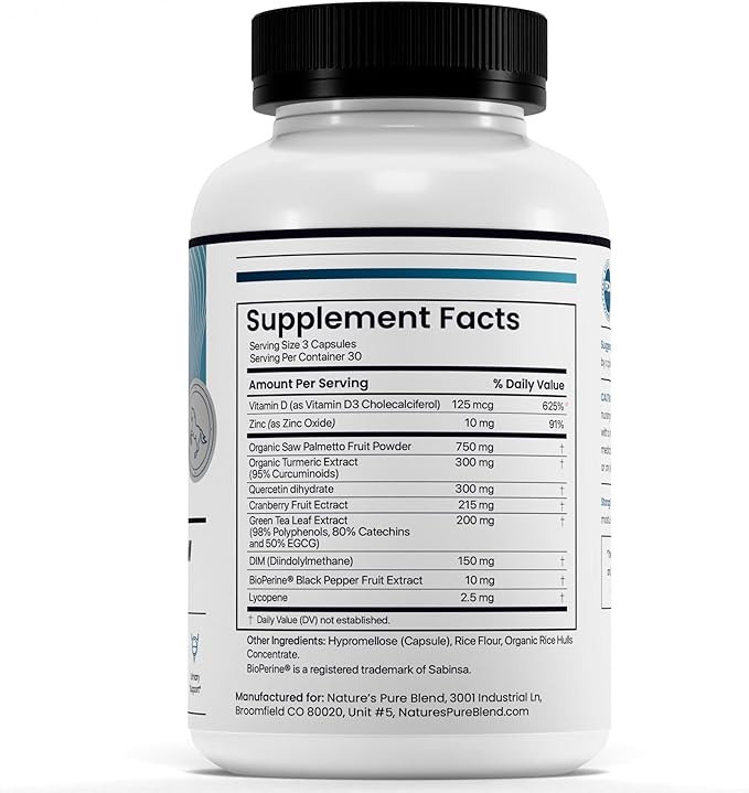 Nature’s Pure Blend Prostate Flow – Prostate Health Supplements for Men with Saw Palmetto Herbal Complex and Essential Nutrients – Support for Flow Balance Hair Strength and Wellness – 90 Capsules