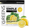 Clean Simple Eats Super Greens Powder Naturally Flavored Greens Powder with Chlorella Spirulina Superfoods &amp Prebiotic Fiber No Artificial Ingredients Gluten Free Sweet Lemon Flavor 30 Serv