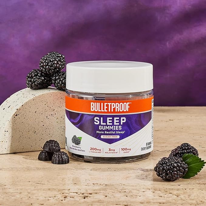 Bulletproof Sugar-Free BlackBerry Flavor Sleep Gummies 60 Count Keto Supplement for Sleep Support