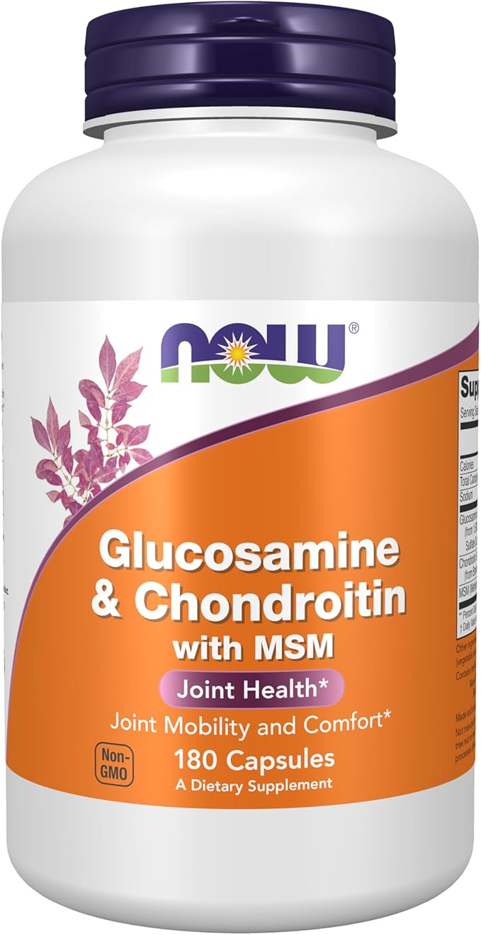 NOW Foods Glucosamine 1.1g Chondroitin 1.2g with MSM 300mg 180 Capsules (Pack of 2)