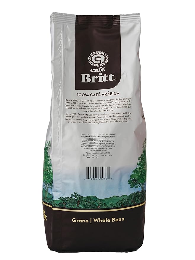 Café Britt® - Costa Rican Dark Roast (2 Lbs Each) (2-Pack) (4 Lbs Total) - Whole Bean Arabica Coffee Kosher Gluten Free 100% Gourmet &amp Dark Roast