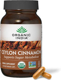 ORGANIC INDIA Ceylon Cinnamon Herbal Supplement - Vegan Gluten-Free Kosher USDA Certified Organic Non-GMO - 90 Capsules