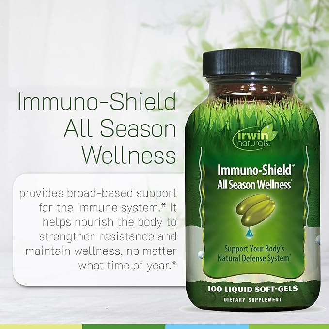 Irwin Naturals Immuno-Shield All Season Wellness for Body's Natural Defense System - 100 Liquid Softgels (2 Pack)