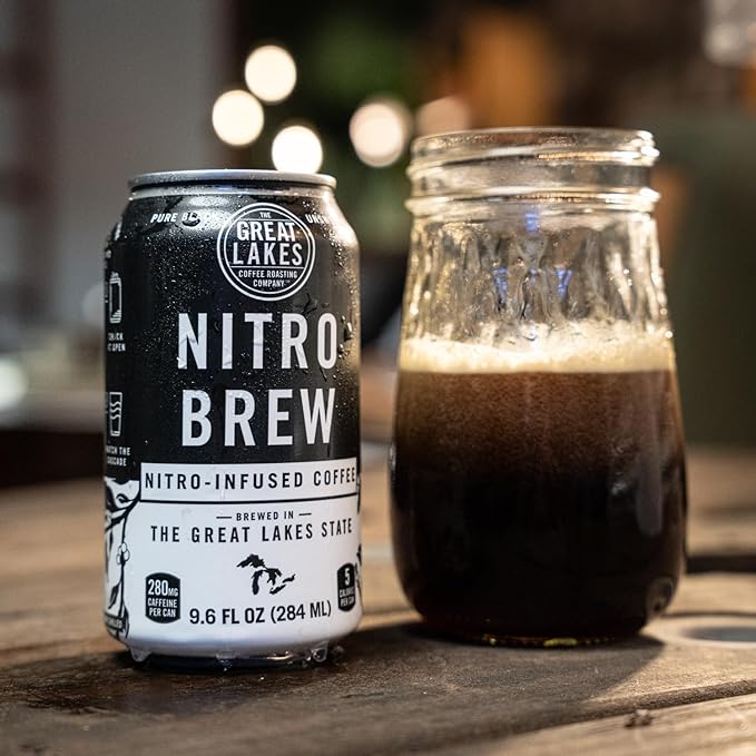 Great Lakes Nitro Brew Coffee 9.6 Ounce Cans Pack of 12