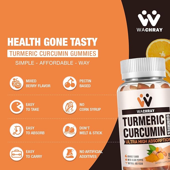Turmeric Curcumin Gummies with Ginger &amp Black Pepper Extract - 3 Pack Tumeric Gummy Supplements for Pain Inflammation Joint Weight Health Support - Vegan Organic Gelatin-Free - for Adults and Ki