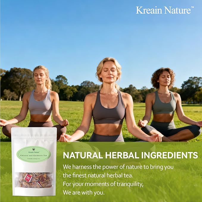 Kreain Nature Chicory And Gardenia Tea Natural Sugar Free Blend with Honeysuckle Licorice and Tangerine Peel Liver and Kidney Detox Vegan &amp Caffeine Free 12 Teabags 2 Pack
