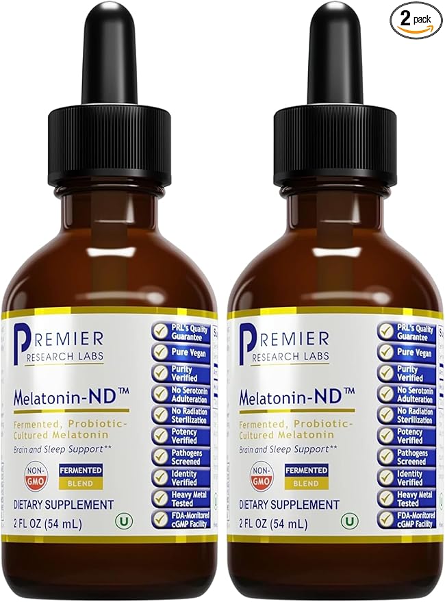 Premier Research Labs Melatonin-ND - Melatonin Liquid Liquid Melatonin for Adults Sublingual Melatonin Drops Made with Organic Ingredients Vegan Friendly - 2 Fl Oz (54 Servings) (Pack of 2)