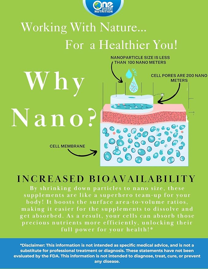 One Planet Nutrition Nano Curcumin Plus 500 mg Veggie Capsules (120 Servings) Nano Curcumin with Boswellia for High Absorption Supports Joint &amp Immune Health Non-GMO Vegan Gluten-Free