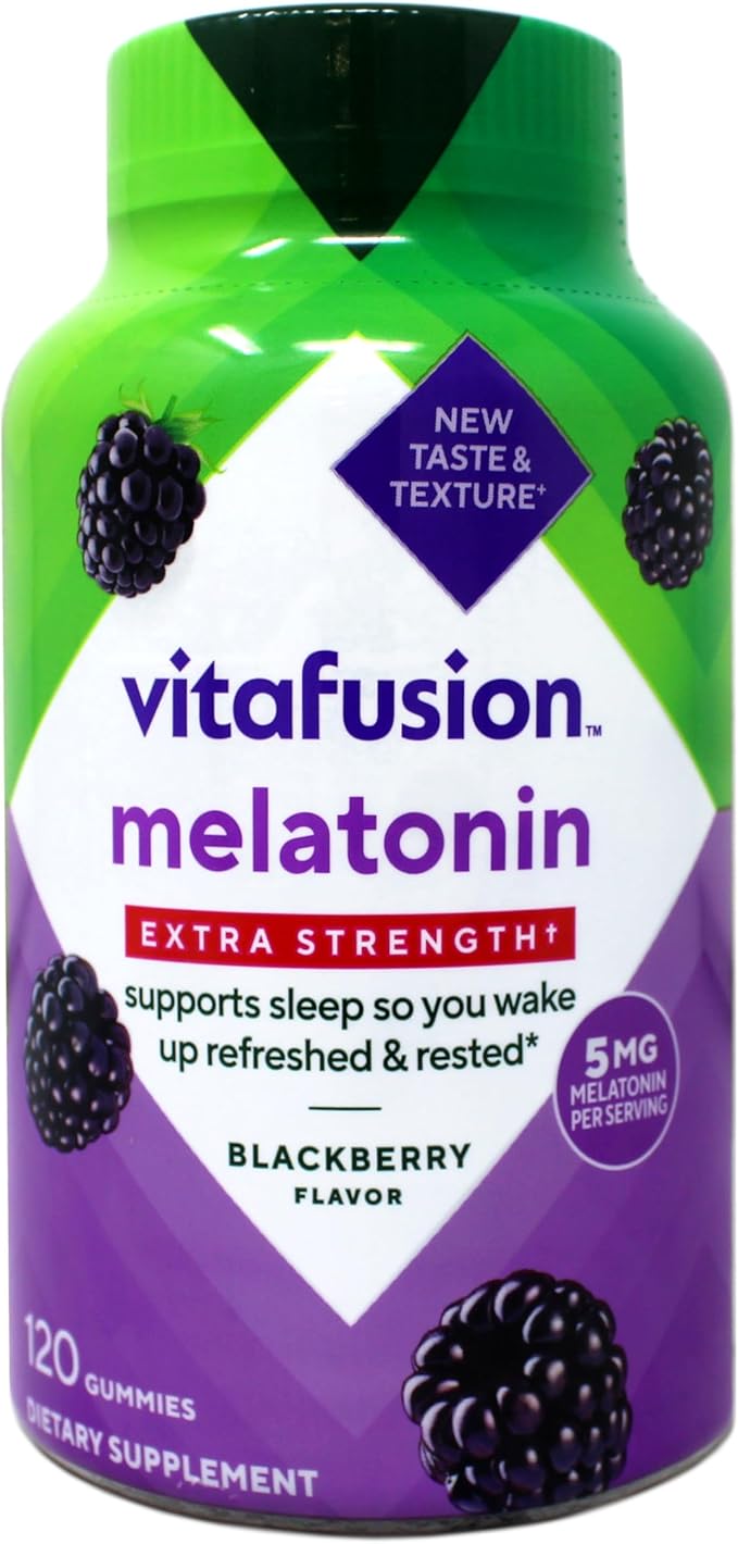 Vitafusion Extra Strength Melatonin Gummies BlackBerry 120 ea (Pack of 6)