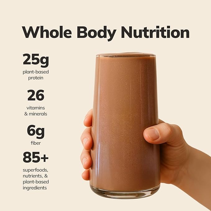 Ka’Chava Whole Body Meal Shake Chocolate 2 lb – Vegan Protein Powder with 85+ Superfoods &amp Greens – Plant-Based Meal Replacement with Probiotics &amp Digestive Enzymes – Gluten &amp Dairy Free (