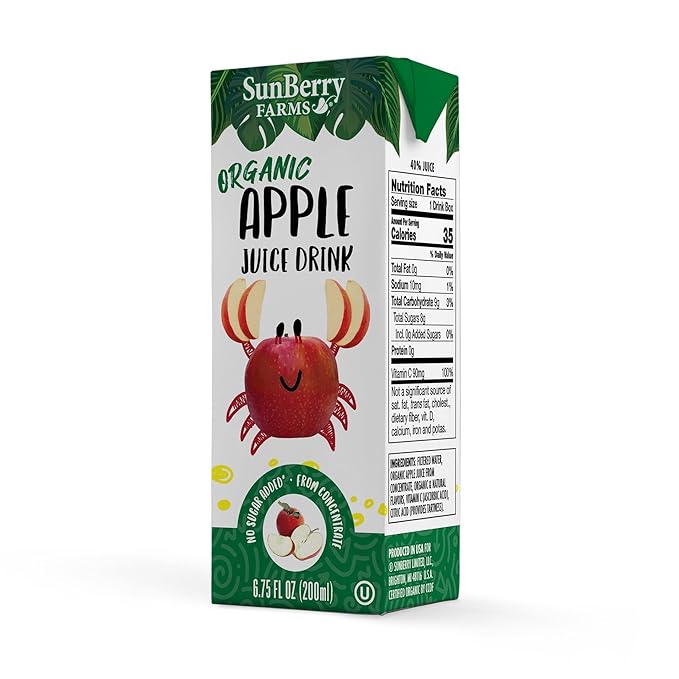 Sunberry Farms Organic Variety Pack Juice Boxes 6.75 fl oz (36 Pack) | Apple Fruit Punch &amp Grape | USDA Organic Kids Drinks | No Artificial Flavors or Colors | Lunch Box Ready | Shelf-Stable