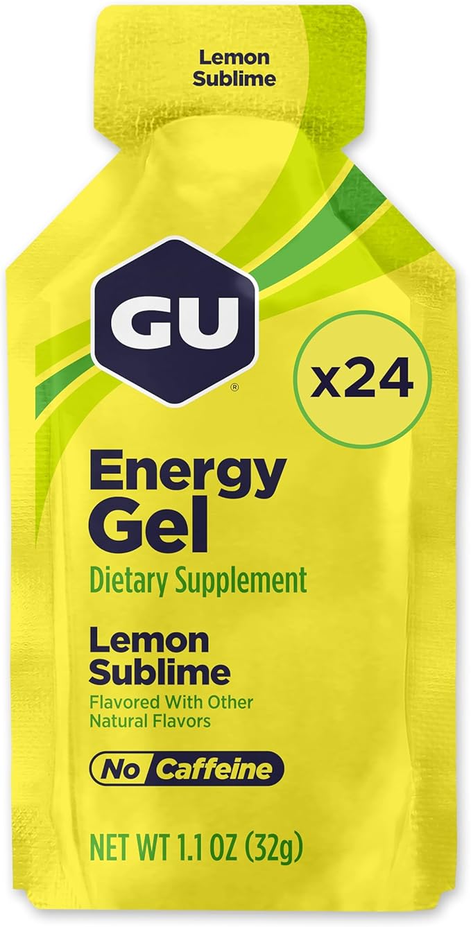GU Energy Original Sports Nutrition Energy Gel Vegan Gluten-Free Kosher and Dairy-Free On-the-Go Energy for Any Workout 24-Count Lemon Sublime