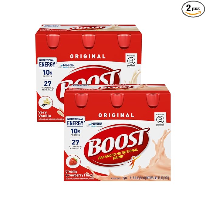 Boost Original Nutritional Energy Balanced Nutritional Drink (6 Count (Pack of 2) Vanilla &amp Strawberry)