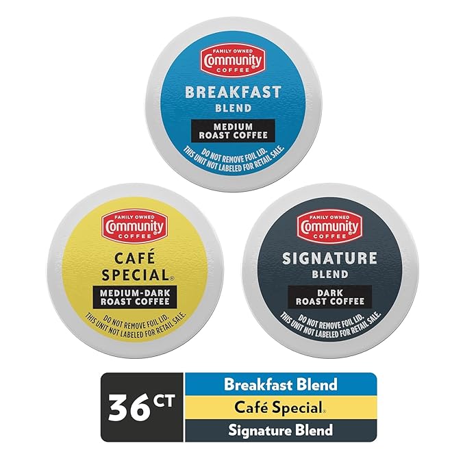 Community Coffee Variety Pack 36 Count Coffee Pods Medium Dark Roast Compatible with Keurig 2.0 Brewers