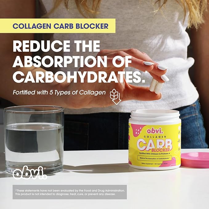 Obvi Collagenic Burn and Guilt Free Carb Blocker| Collagen Peptide-Infused Thermogenic Supplement Support Weight Management Healthier Nails &amp Longer Hair Enzyme Production