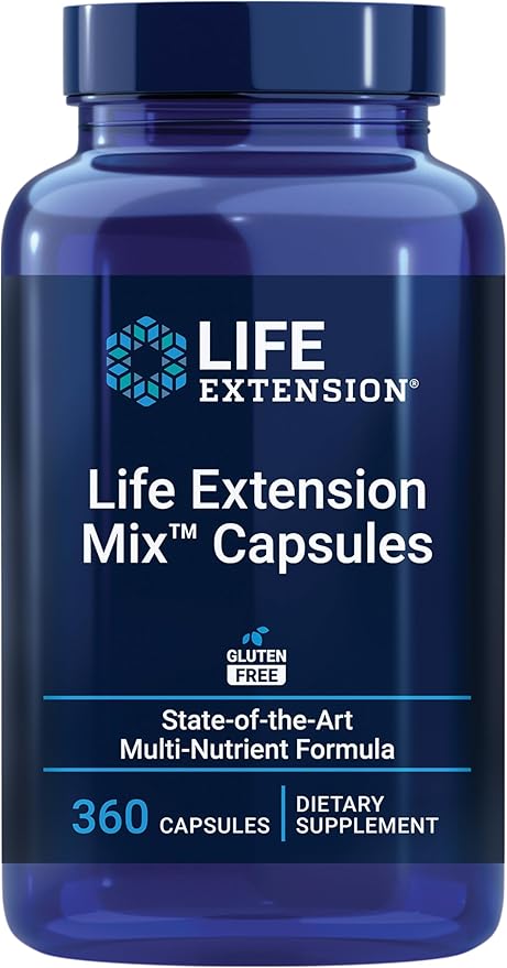 Life Extension Mix™ Capsules high-Potency Advanced Vitamin Mineral Fruit &amp Vegetable Formula Vitamin C B D E Magnesium for Whole-Body Health Healthy Aging Gluten-Free 360 Capsules