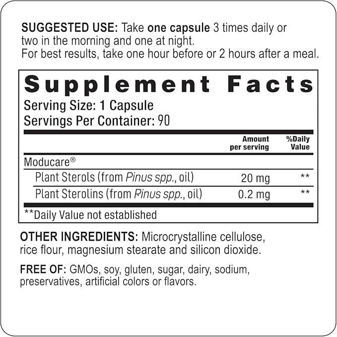 Moducare Daily Immune Support Plant Sterol Dietary Supplement 90 Vegetarian Capsules (Packaging May Vary)