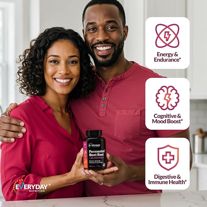 Organic Fermented Beet Root Black Maca Carrot Spinach Cranberry Ginger |Enhanced Overall Health for Women &amp Men | Made in USA | 90 Veggie Capsules
