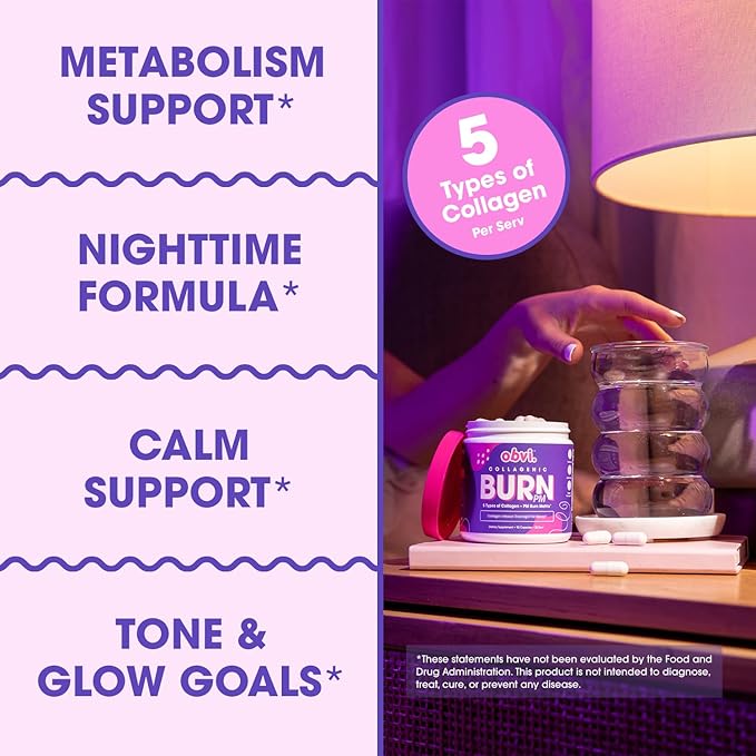 Obvi Collagenic Burn Day &amp Night Bundle | Collagen Green Tea Ashwagandha GABA &amp Melatonin | 24-Hour Collagen Support