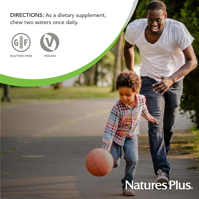 NaturesPlus Source of Life Adult’s Chewable Apple Cinnamon - 90 Wafers - Multivitamin &amp Mineral Supplement - Immune &amp Digestive Health Support with Vitamin D3 - Gluten Free Vegetarian - 45 S