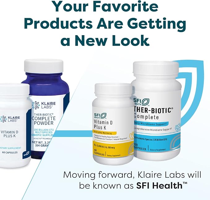 Klaire Labs SFI Health Ther-Biotic Complete - 25 Billion CFU Gut Probiotics for Women and Men - Hypoallergenic 12 Strain Probiotic Capsules for Digestive Health and Immune Support (120 ct 2 Pack)
