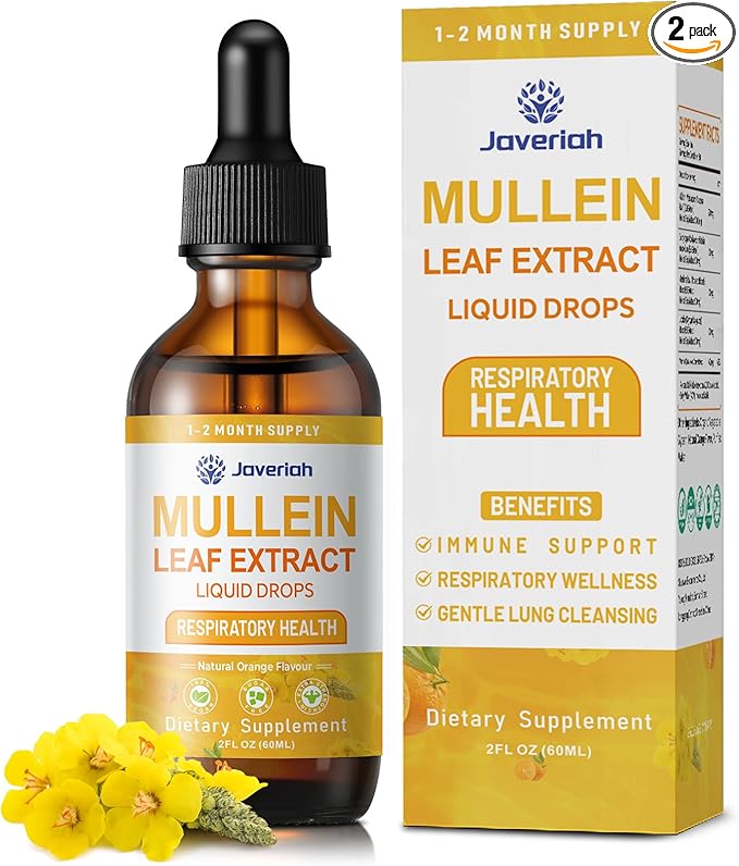 Mullein Drops for lungs Cleanse - Cordyceps marshmallow root &amp Licorice Root Extract Respiratory Herbal Supplement with Mullein Leaf extract for Immune Support &amp Bronchial Cleanse 4 Fl Oz 2