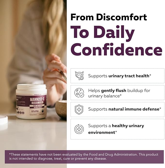 Mannose-C - Organic D Mannose Powder + Whole Food Vitamin C Natural UTI Support Supplement to Flush &amp Cleanse Urinary Tract Certified Organic Urinary Health for Women Vegan Non-GMO (60 Serving
