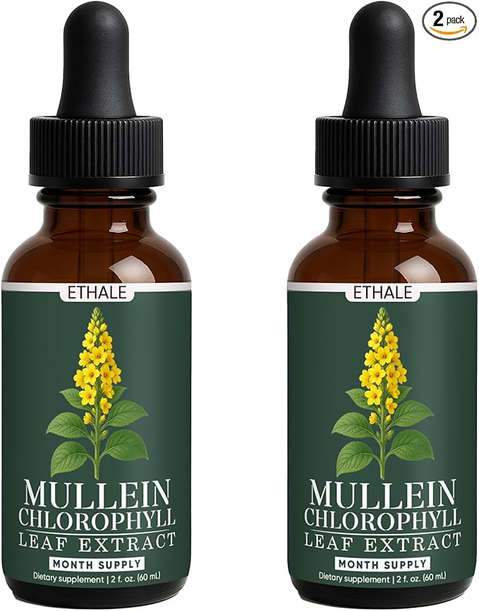 ETHALE Mullein Drops for Lungs Mullein + Chlorophyll Lung Drops Mullein Leaf Extract with ChlorophyllMullein Leaf Extract for Lung Cleanse and Respiratory Support (2)
