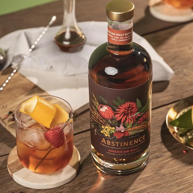Abstinence Cape Malt Whiskey Alternative 750ml Award-Winning Non Alcoholic Spirit South African Twist Blend of Spice Botanicals with Smokey Flavor Zero Proof Mocktail