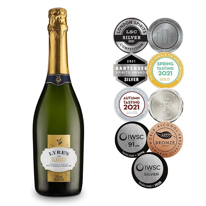 Lyre's Classico Grande Case Non Alcoholic Sparkling Wine Award-Winning Alcohol Free Wine with Only 1.1g Sugar per Fl Oz Premium Zero Alcohol Drink for Mocktails &amp Special Occasions (25.4 Fl Oz
