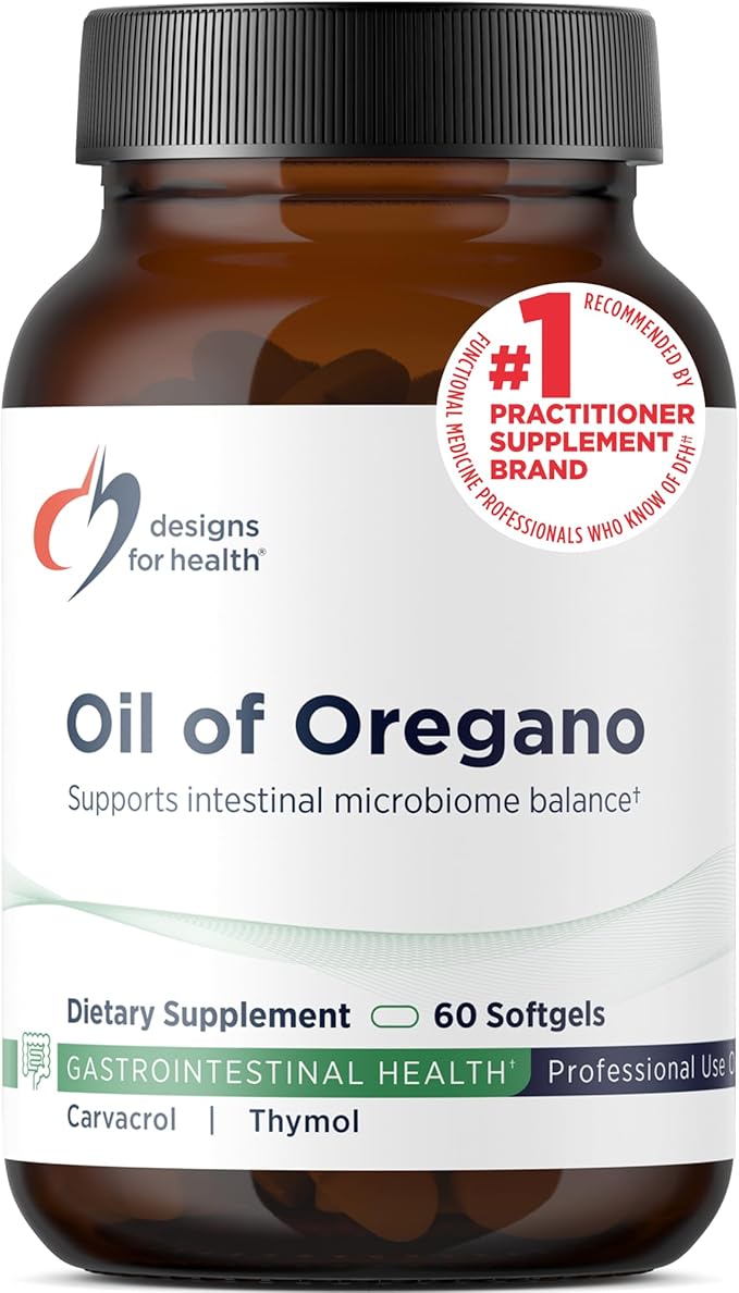Designs for Health Oil of Oregano - Oregano Oil Capsules with Highly Concentrated Carvacrol - Supports Intestinal Cleansing - Oregano Oil Pills for GI Support (60 Softgels)