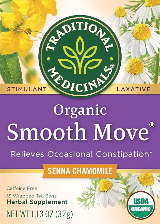 Traditional Medicinals Organic Smooth Move Chamomile Laxative Tea 16 Tea Bags (Pack of 6)