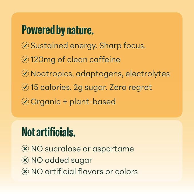 NOOMA - Performance Energy Drink - Pre Workout Drink - Nootropics Adaptogens + Electrolytes - 120mg Clean Caffeine 15 Calories &amp 2g Sugar - Pineapple Mango -12 Pack -12oz ea.