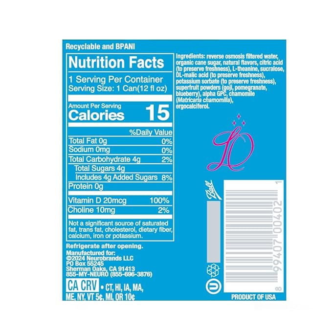Neuro Bliss White Raspberry 12 Fl Oz Can (Pack of 12)