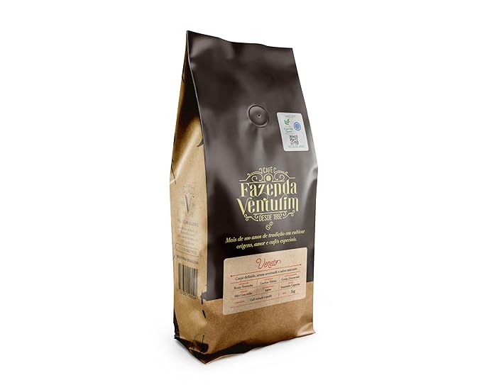 Fazenda Venturim - Roast Ground Coffee – Brazilian Specialty Medium Roast Low Acidity Bold Flavor &amp Rich Aroma full-Bodied Chocolate &amp Hazelnut Natural Notes 2.2 lb Bag (1Kg)