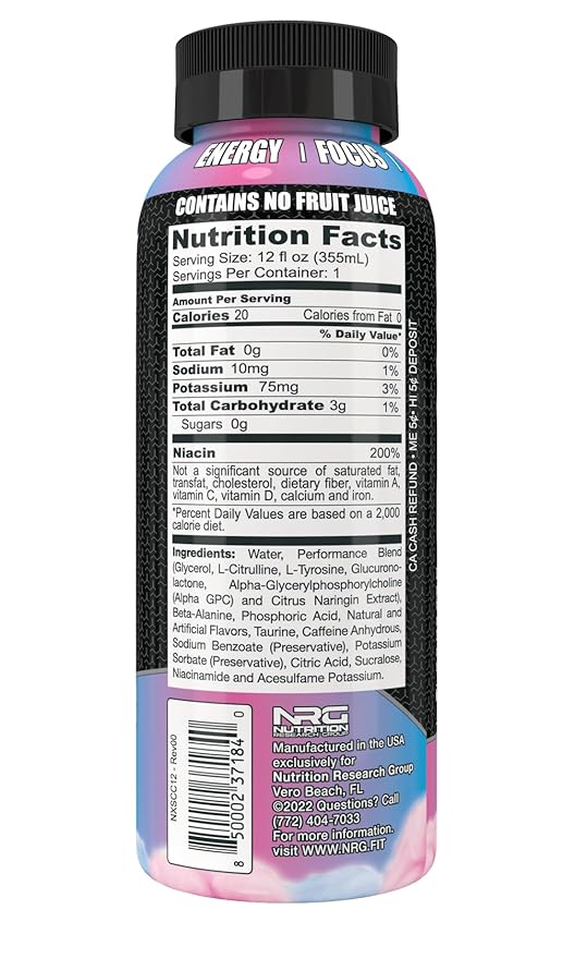 Xtreme Shock RTD Pre-Workout Energy Drink Cotton Candy 12 Fl Oz (Pack of 12)