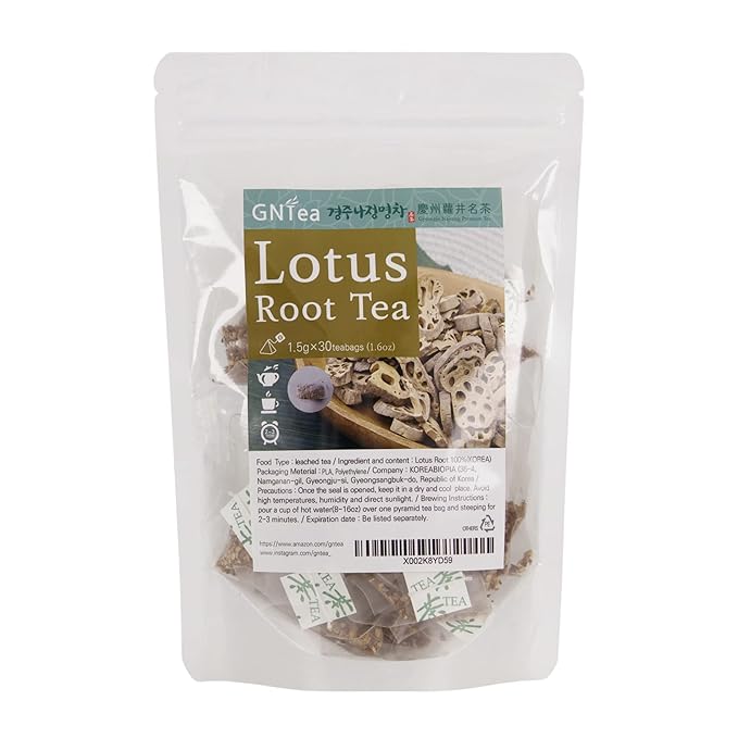 [GNTea] Vegan Lotus Root tea 30 teabags (pack of 1) 1.6oz Triangle teabag (PLA) Handmade Roasting Leached tea