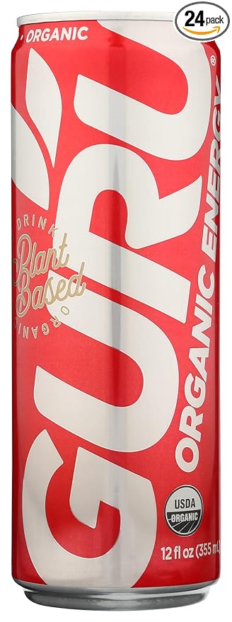 Guru Organic Regular Energy Drink Plant Based 12 Fluid Ounces (Pack Of 24)