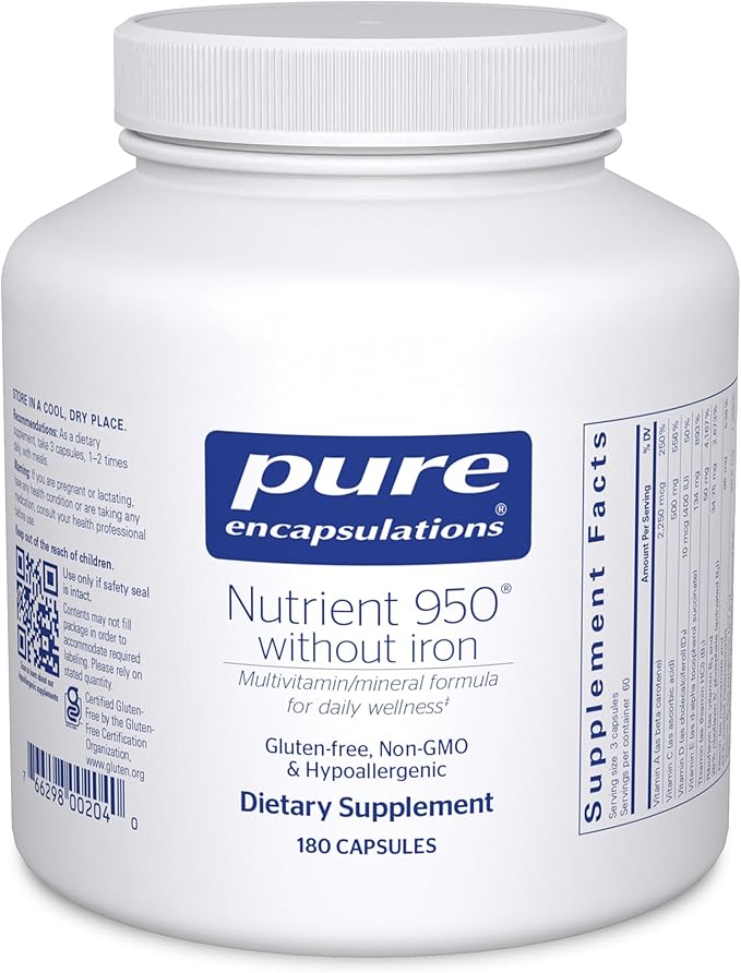 Pure Encapsulations Nutrient 950 Without Iron | Supplement to Support Cardiovascular Immune and Cellular Health Bones Hormone Metabolism and Carbohydrate Utilization* | 180 Capsules