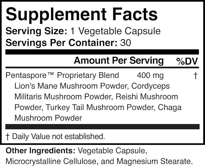 Natural Mushroom Supplement - Non-GMO Vegan Gluten-Free
