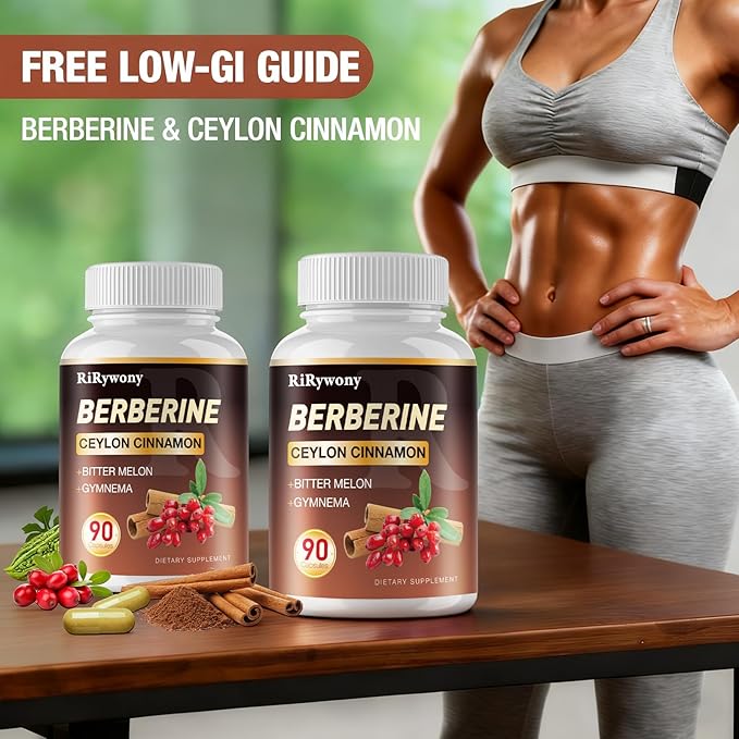 Berberine Supplement Berberine with Ceylon Cinnamon Bitter Melon and Gymnama - 1500 MG Berberine HCL for Gut Health 2 Pack 180 Capsules