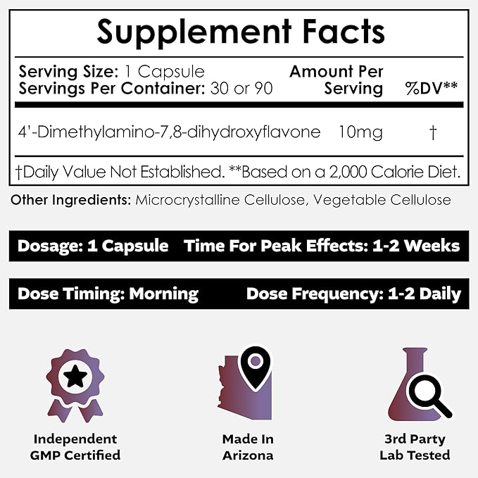 Nootropics Depot 4'-DMA-78-DHF Nutritional Supplement Capsules | 10mg | 30 Count | 4'-DMA-78-Dihydroxyflavone