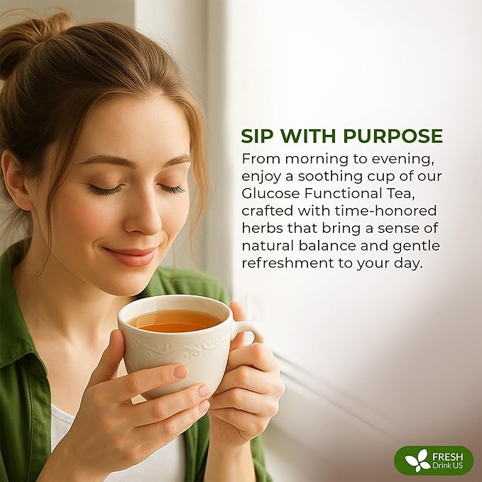 FreshDrinkUS Glucose Functional Loose Leaf Tea | 4oz | Herbal Blend of Gymnema Milk Thistle Dandelion Root Cinnamon &amp Ashwagandha – Naturally Caffeine-Free Premium Quality Balanced Flavor. V