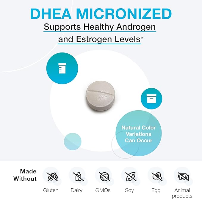 XYMOGEN DHEA 10 mg - Micronized DHEA to Support Healthy Androgen and Estrogen Levels &amp Adrenal Support - Dehydroepiandrosterone Supplement for Women &amp Men (60 Tablets)